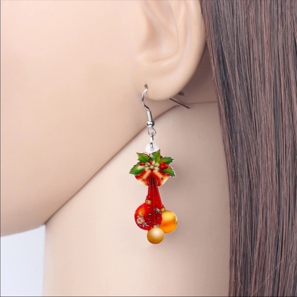 Christmas Ornament Dangle Balls Acrylic Earrings - Picture 2 of 5